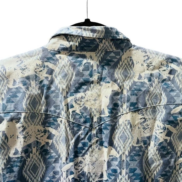 Wrangler Aztec Horses Pearl Snap Long Sleeve Button Down Women's Shirt Size XL - Picture 7 of 7
